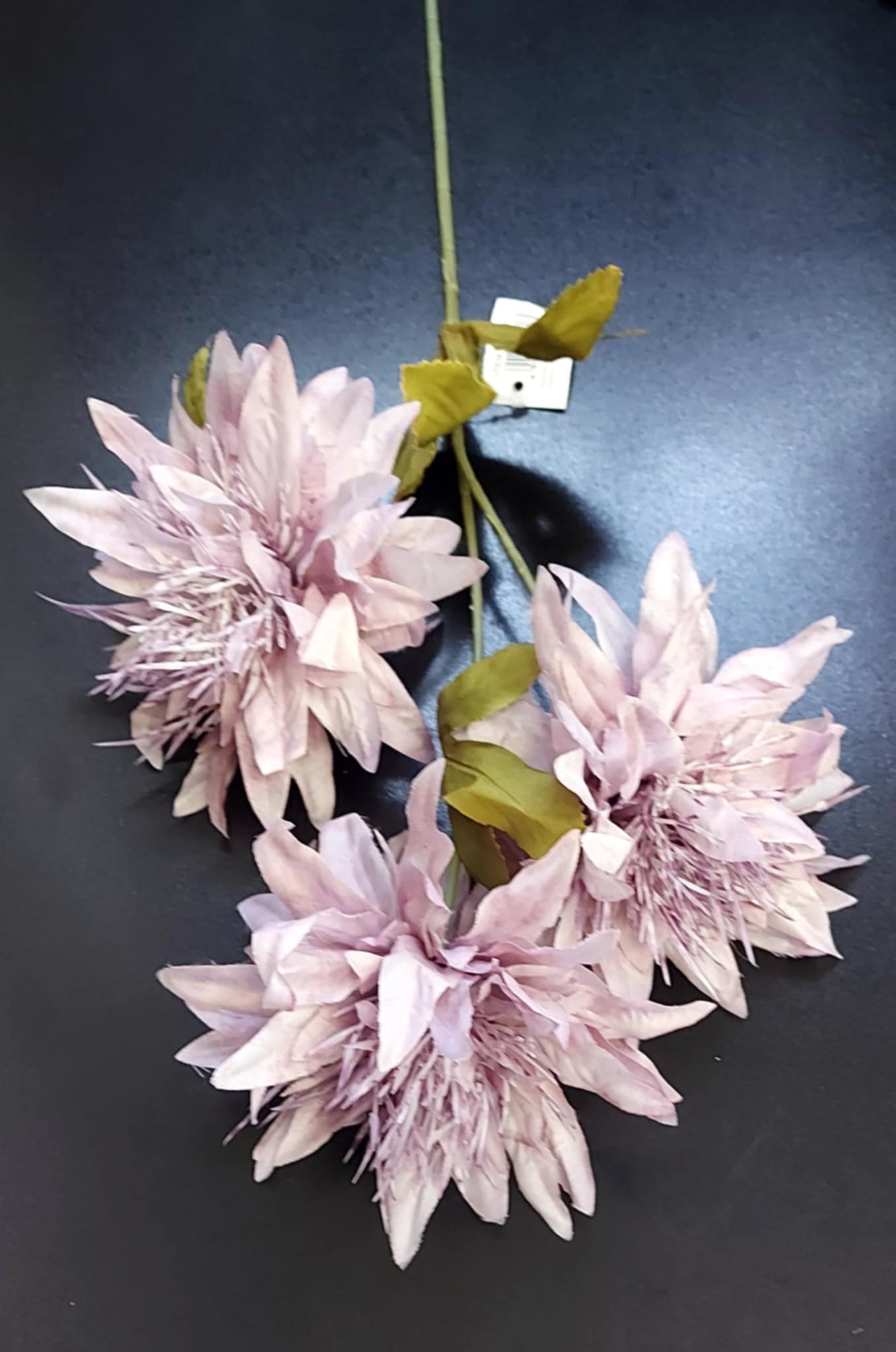 Fir de dalie artificială lila – 3 flori mari, 60 cm
